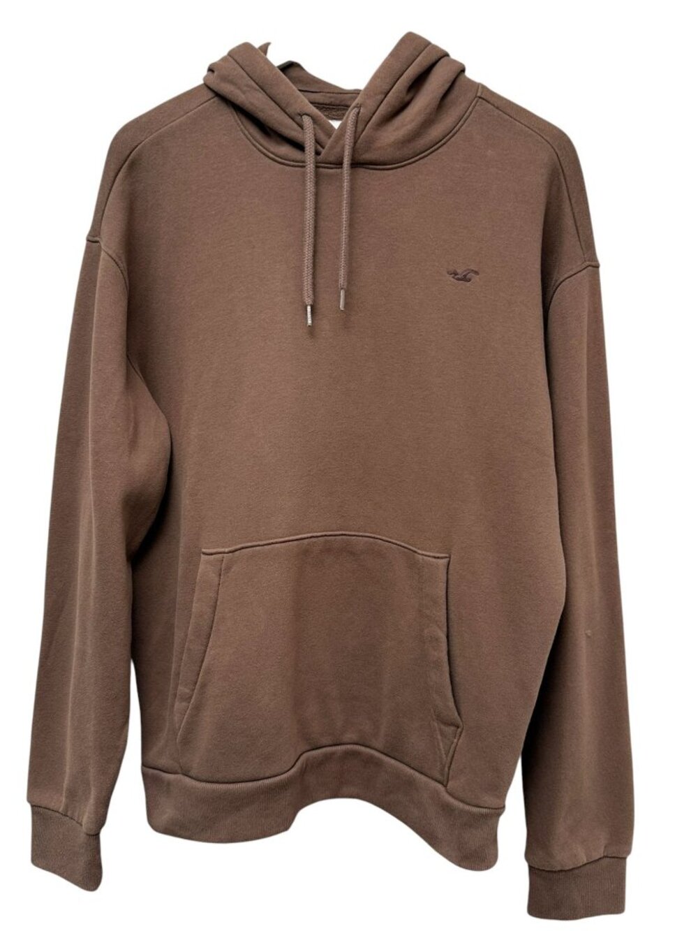 Hollister Sweatshirt Brown Fleece Hoodie Large Mens Pullover Logo Pocket
